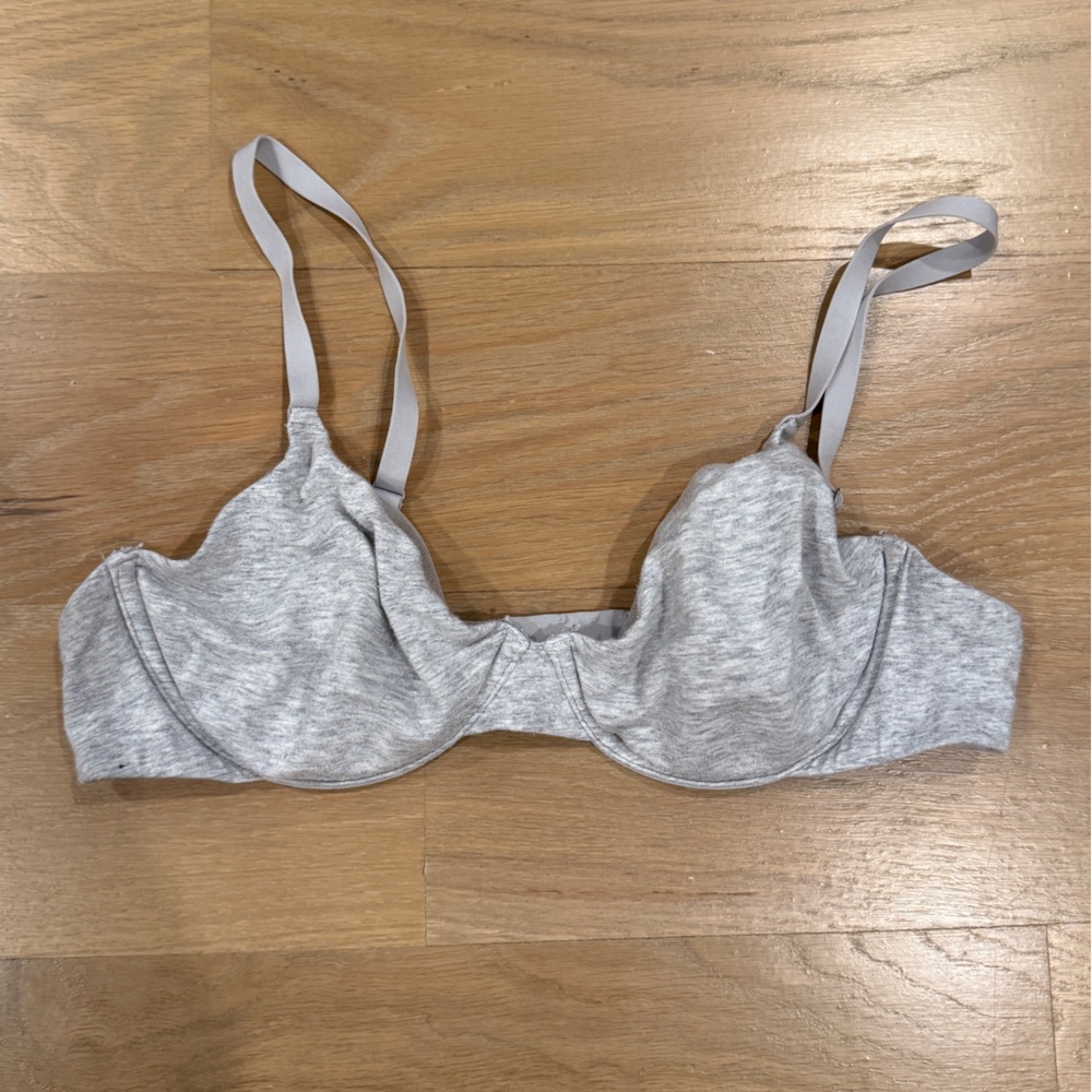 SKIMS Cotton Jersey T-Shirt Bra in Light Heather Gray